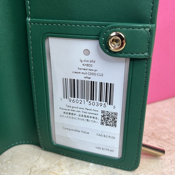 ♠️kate spade Harvest Time Printed Large Slim Bifold Wallet, Cream Multi NWT - Picture 11 of 12
